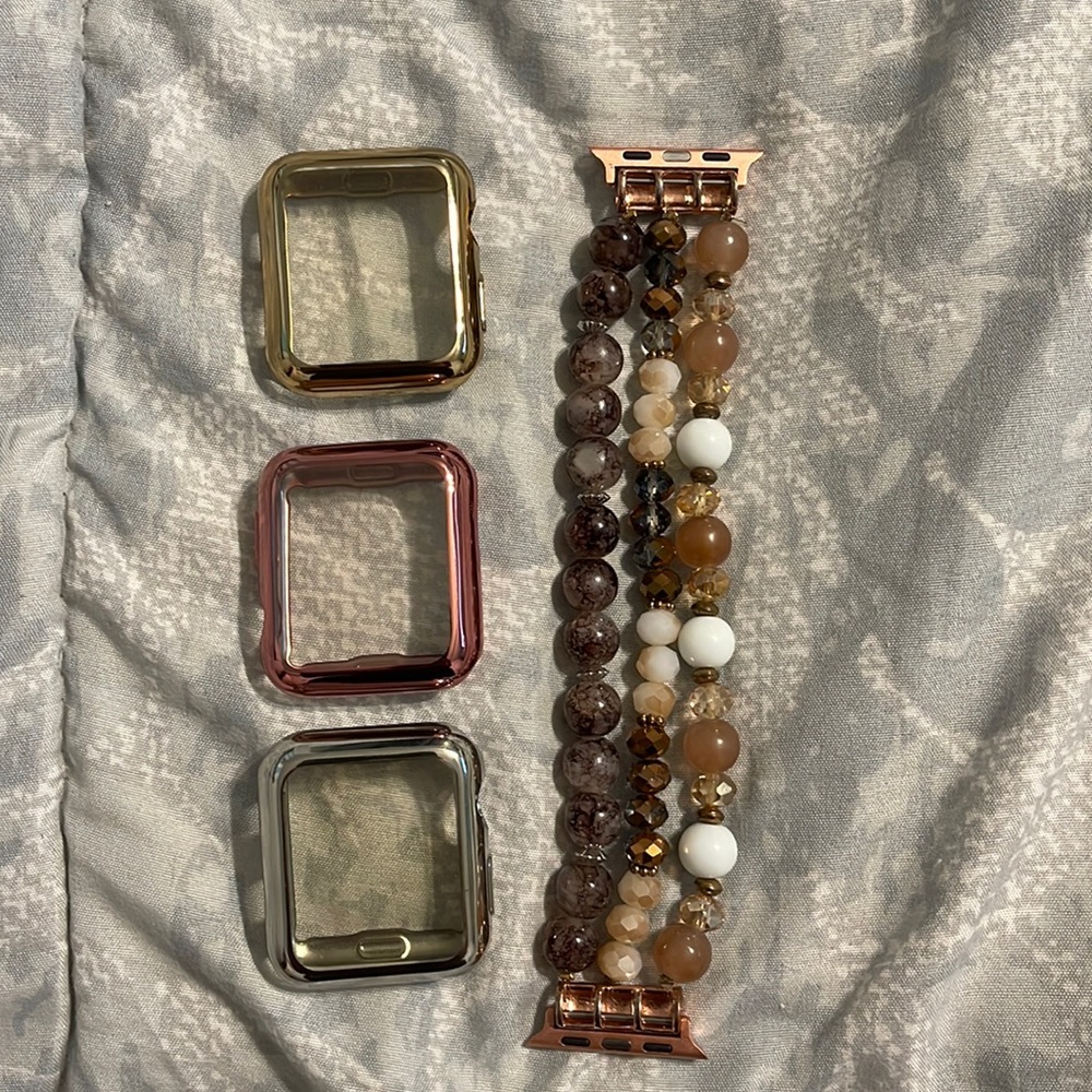 Apple Watch band and clear silicone covers